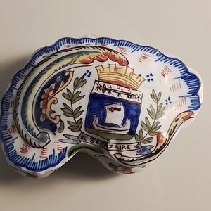 Decorative Ceramic Art Piece with Blue and Green Accents